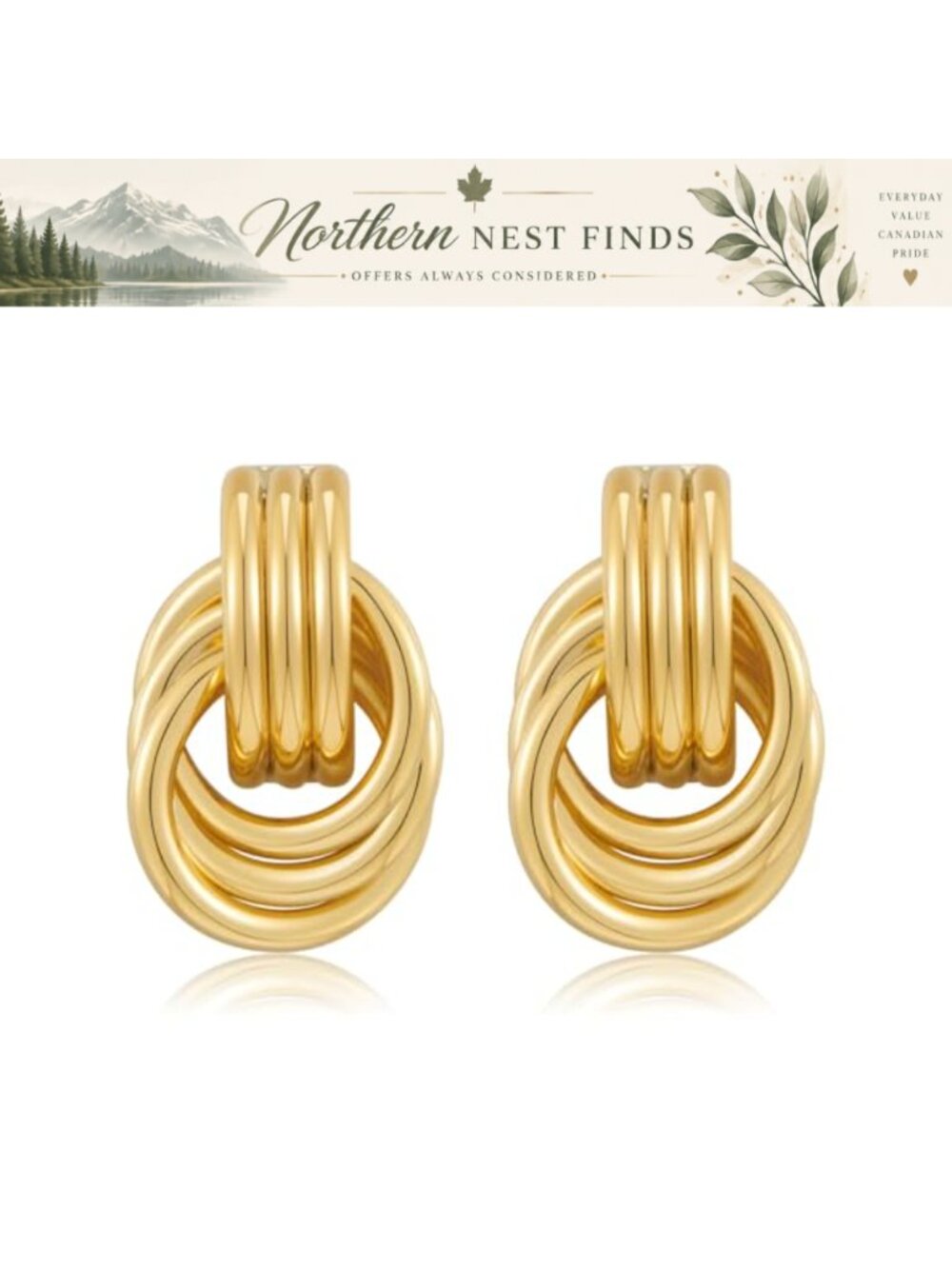 Oval Chain Dangle Earrings Women Brass Hypoallergenic Drop Stud Gift